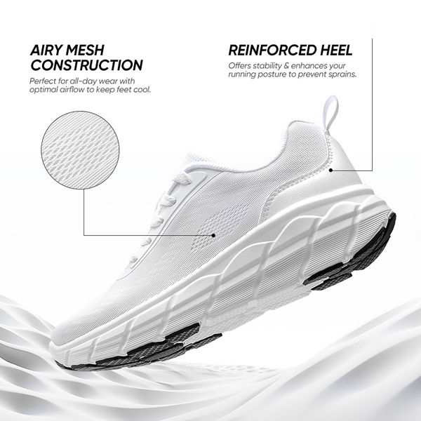 [ActiveHarmony] Women's Non-Slip Mesh Walking Sneakers - WHITE - 5